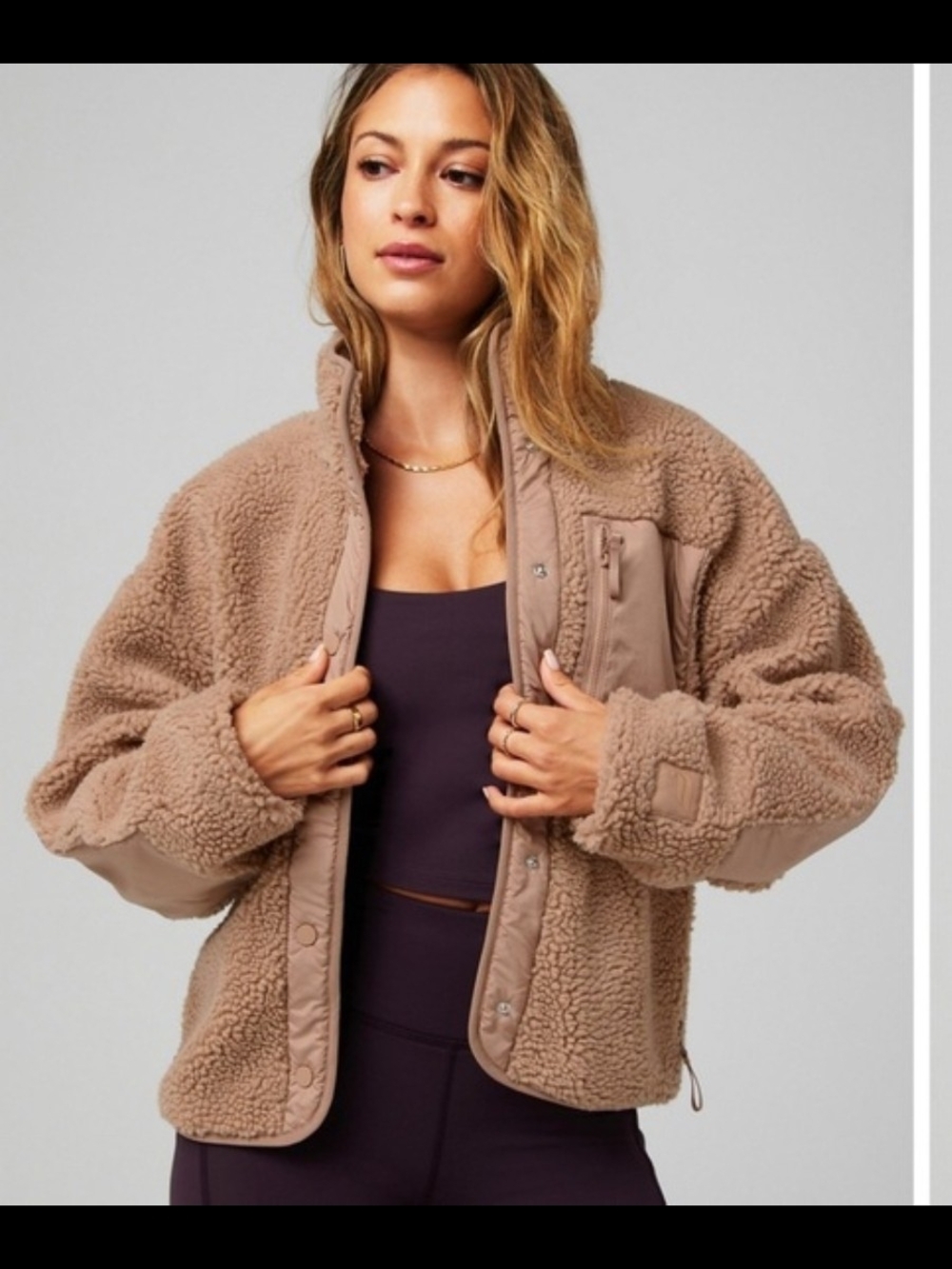 NWT Size XL Fabletics Tan Teddy Jacket